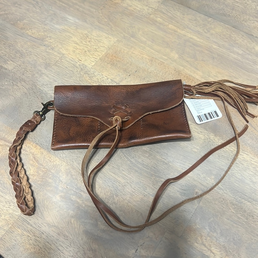 Free people brown leather wristlet